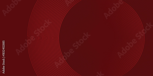Abstract red background with glowing curve lines. Modern shiny red gradient geometric circle lines pattern. Futuristic concept. Suit for banner, brochure, poster, presentation, cover, website