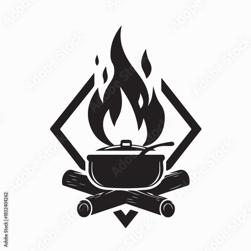Campfire Cooking Logo Image Vector Isolated On White Background