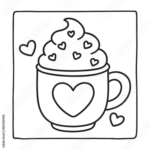 Bold and Easy Valentine's Day Coloring Page for Kids and Adults,  Cozy Love Coloring Page, Cute and Cozy, Bold and Easy, Fun Romantic, Hygge-Inspired Designs, Valentine's Day, Self-love, Victor art.