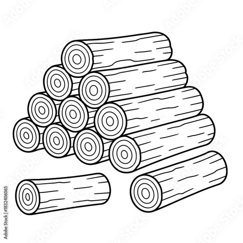 Logs Stack: A neatly stacked pile of wood, essential for providing warmth and fuel, stands ready for the cold season, highlighting the strength of nature.