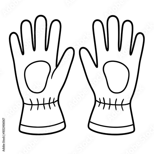 Protective Handwear: Essential gloves for safety, depicted in a straightforward monochrome illustration, signifying protection and utility.