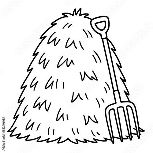 Hay Bale and Pitchfork: A simple yet iconic illustration of a hay bale and pitchfork, evoking the rustic charm of the countryside and the hardworking spirit of the rural community.