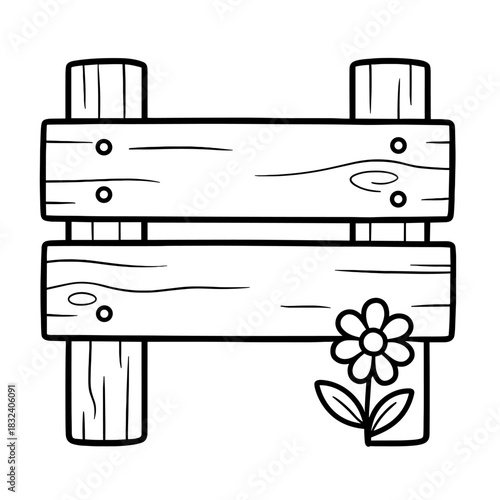 Wooden fence with a flower: A simple wooden fence with a delicate flower, a harmonious pairing of nature and craftsmanship, evokes a sense of tranquility and a connection to the environment.