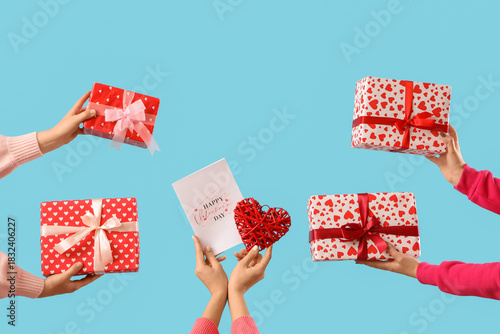 Female hands with gift boxe...
