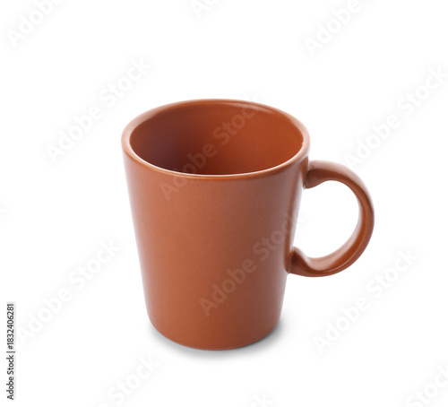 Brown empty ceramic mug on ...