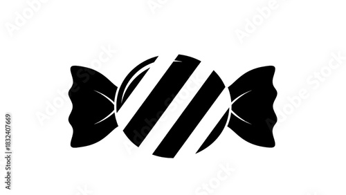 Vector illustration of black and white striped hard candy icon isolated on transparent background