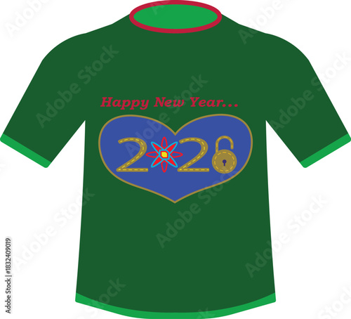Happy New Year 2026 T-Shirt Design Eps, New Year T-Shirt Design Eps, 2026 New Year Celebration T-Shirt Vector Design, New Year 2026 Typography T-Shirt Template EPS. 2026 Retro Typography T-Shirt 