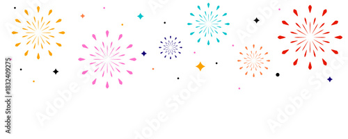 Colorful abstract fireworks border on a white background vector illustration
