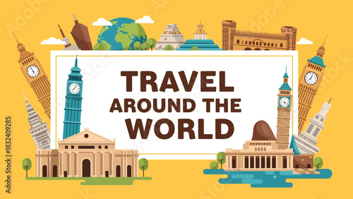 Travel Around the World: Illustrated Landmarks and Global Destinations