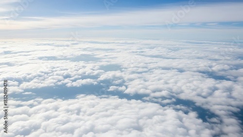 Sky of Clouds View Aerial Vista of the Earth's Atmosphere from Above and Horizon