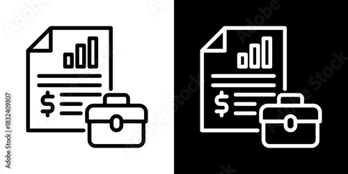 Portfolio Icon Of Flat Black And White Style 