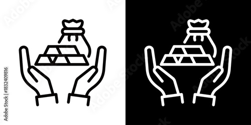 Wealth Icon Of Flat Black And White Style 