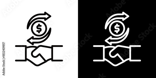 Transaction Icon Of Flat Black And White Style 