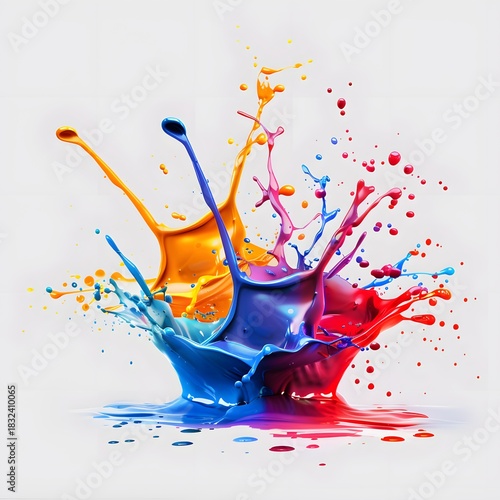 Colorful Paint Splashes in Mid- Air liquid Image
