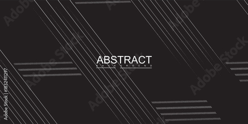 Minimalist Black Background with White Lines and Text Overlay Design.