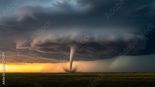 Wallpaper Mural A Powerful Tornado Touches Down in the Plains During Sunset's Dramatic Sky Torontodigital.ca