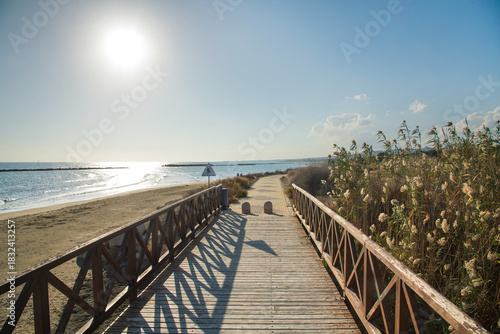 Beautiful sunset landscape by the beach Alamino beach Larnaca Cyprus