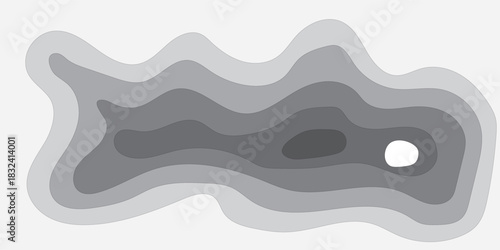 Abstract Topographic Map with Shaded Contours and White Void.