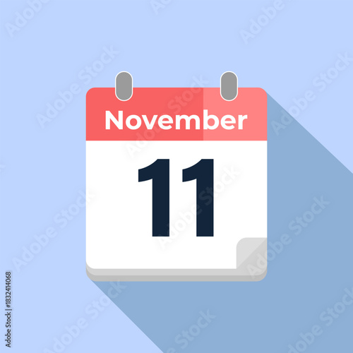 November 11 Vector Calendar
Modern flat color vector calendar with date