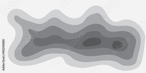 Abstract Topographic Map with Gray Shades and Wavy Contours.