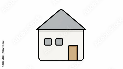 Minimalist Home Icon Simple House Illustration with Clean Lines and Neutral Colors for Modern Design Projects