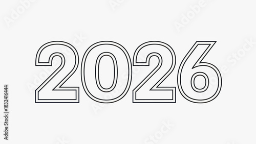 Outlined '2026' numerical representation symbolizing a future year or upcoming events
