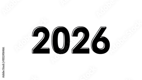 Bold graphic display showcasing the year 2026 in strong typeface and black color palette