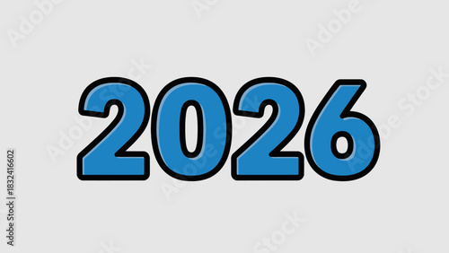 Vibrant blue numbers displaying the year 2026 symbolizing future trends and planning