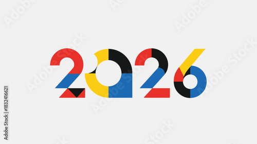 Vibrant mosaic year display for 2026 showcasing an abstract and unique design aesthetic