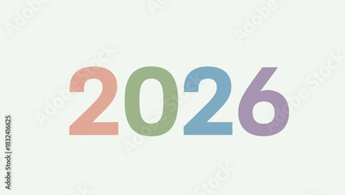 The year 2026 in pastel shades, symbolizing freshness, optimism, and forward momentum towards new