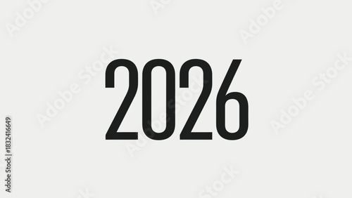 Minimalist typographic illustration of the year 2026 on a plain background creating a modern