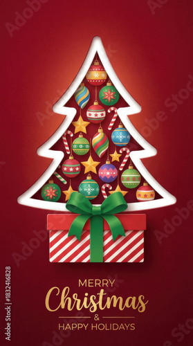 Affection colours dreamy flames glossy glow lighting magic moment satin shine sparkle star Christmas tree gift bow ornaments Christmas and New Year 2026 Background Concept
