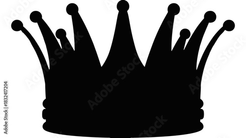 Elegant crown silhouette for royal designs, majestic events and regal celebrations, perfect for branding