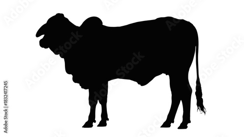Majestic zebu cattle silhouette for branding and design needs, versatile and ready for your creative projects