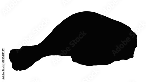 Tempting dark silhouette of roasted chicken leg, perfect for menu design and culinary promotions