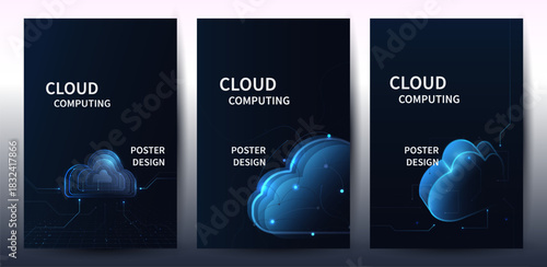 Cloud Computing Technology Poster Design Set