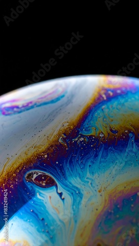 Vibrant Iridescent Soap Bubble Close up