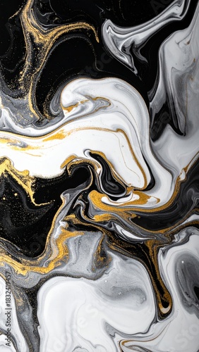 Luxury Black Gold White Marble Pattern