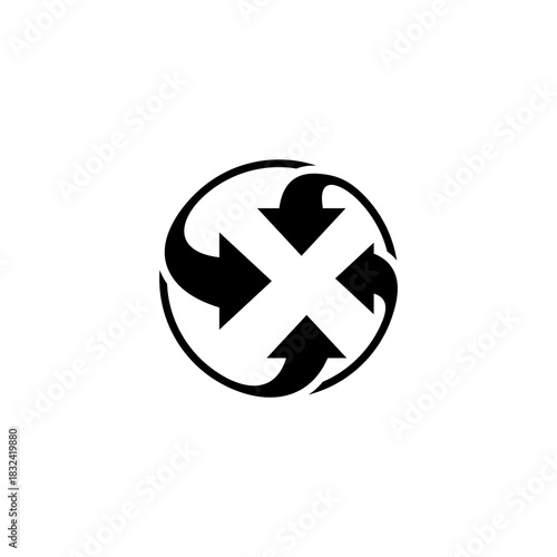 arrow logo pointing to the center point, simple circular arrow design