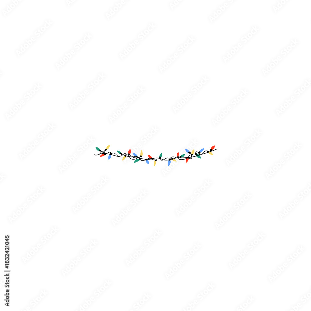 Fototapeta premium Colorful Christmas String Lights on White Background