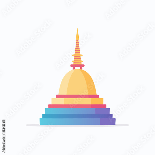 Golden Buddhist Stupa Temple Architecture.