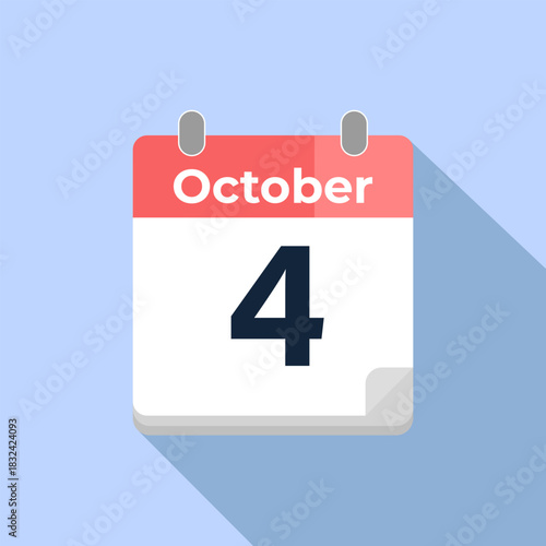 October 4 Vector Calendar
Modern flat color vector calendar with date