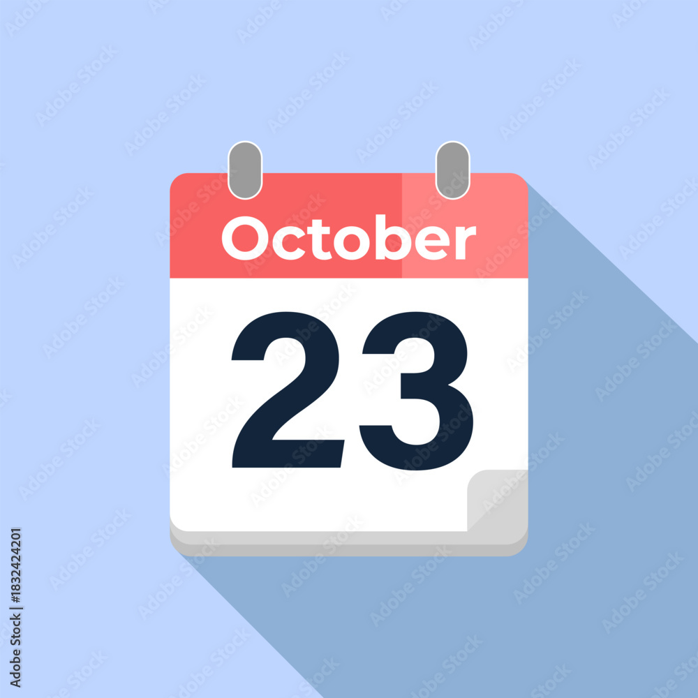 Fototapeta premium October 23 Vector Calendar Modern flat color vector calendar with date