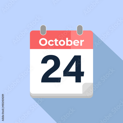 October 24 Vector Calendar
Modern flat color vector calendar with date