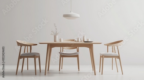 Dining Table and Chairs in Minimalist Room photo airy