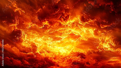 Intense Fiery Inferno Background with Blazing Flames and Smoke.