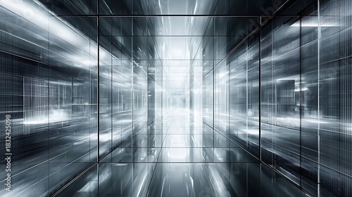 Abstract Futuristic Tunnel with Motion Blur and Light Streaks.