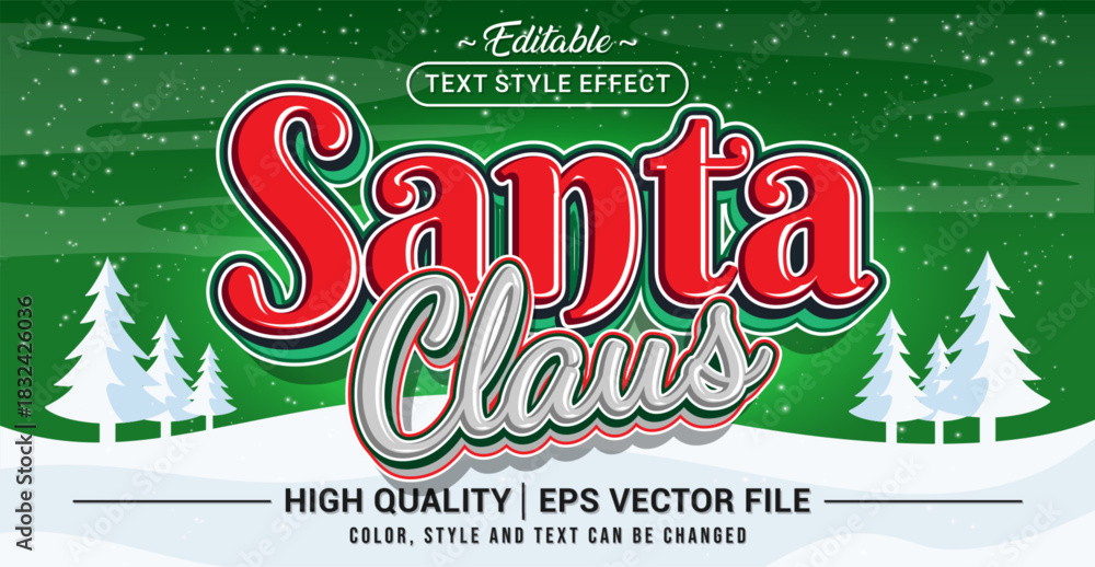 Obraz premium Editable text style effect - Santa Claus text style theme.