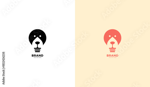 Inspiration bear logo, inspiration bear icon. Bear and light bulb illustration template design