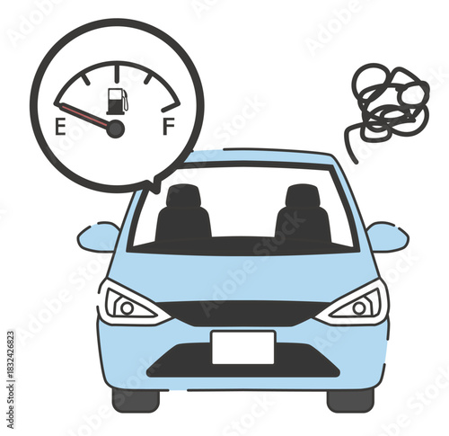 ガス欠になった車のイラスト